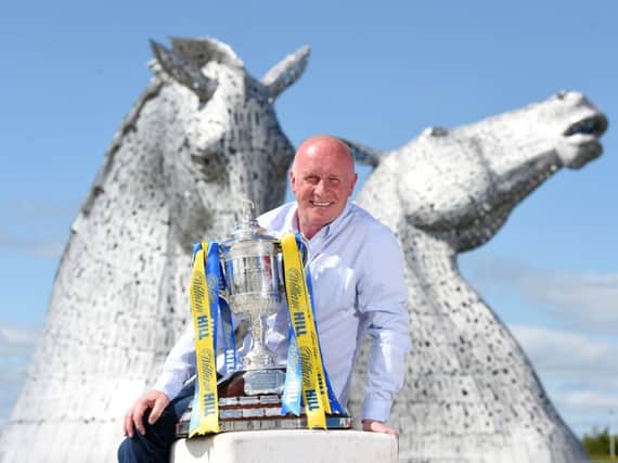 Falkirk manager Peter Houston with William Hill Scottish Cup. Picture: SNS