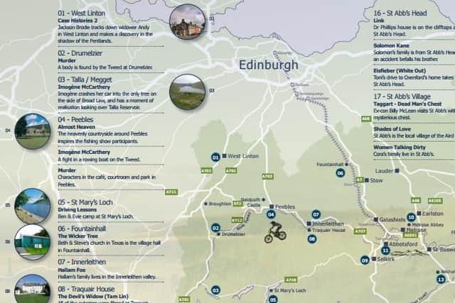 A section of the Scottish Borders film map