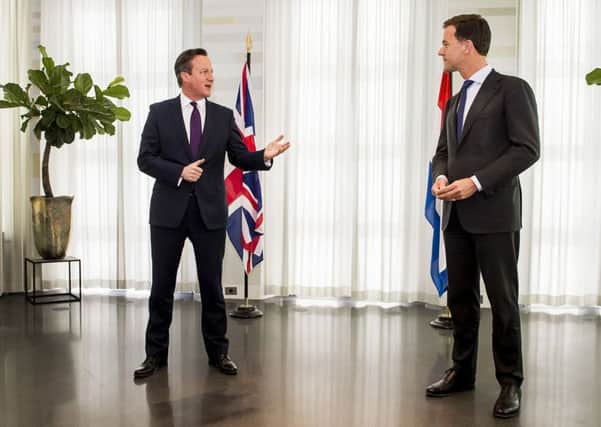 David Cameron meets his Dutch counterpart Mark Rutte on the first leg of his European tour. Picture: Getty