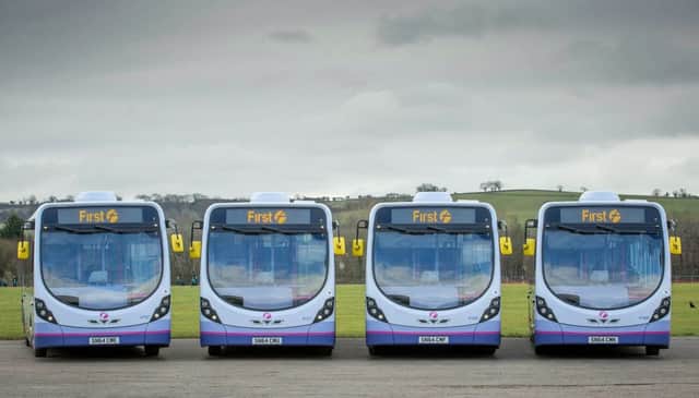 First Bus, part of transport company FirstGroup, is investing 77.7 million pounds in 385 new buses, of which 90 per cent will be fitted with ultra-clean Euro 6 engines. Picture: PA