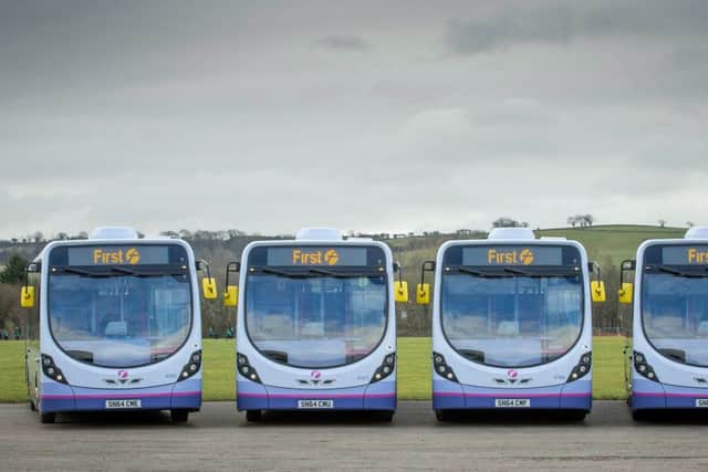 First Bus, part of transport company FirstGroup, is investing 77.7 million pounds in 385 new buses, of which 90 per cent will be fitted with ultra-clean Euro 6 engines. Picture: PA