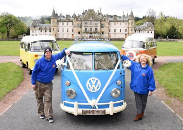 Richie Baird and Ishbel Moffat with their iconic VWs at Callander House. Picture: TSPL