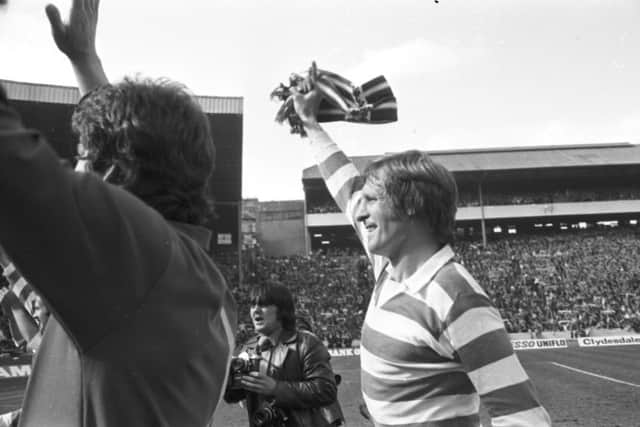 Billy McNeill waves to the fans after captaining his team to a 3-1 defeat of Airdrieonians in the Scottish Cup final. Picture: SNS