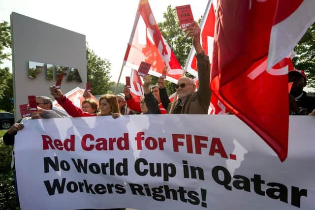 Qatars hosting of the World Cup and human rights issues have sparked protests. Photograph: Fabrice Coffrini/AFP