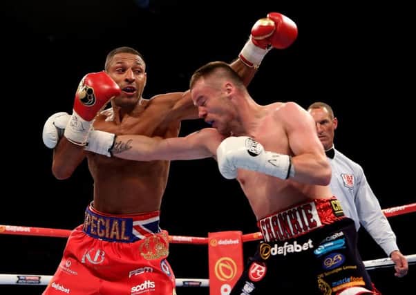 Kell Brook, left, and Frankie Gavin exchange blows in their IBF title fight  Picture: Getty