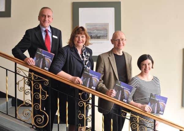 Fiona Hyslop, Jenny Niven, James Robertson, and Dr John Scally promote the new Scots Scriever initiative. Picture: Rob McDougall