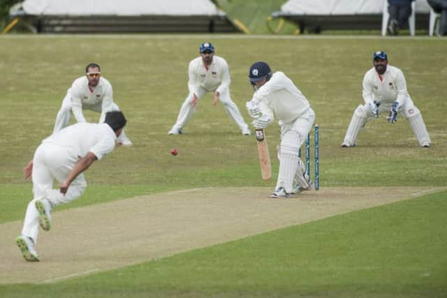 Scotland opener Hamish Gardiner on his way to an innings of 46 runs at Stirling yesterday. Picture: Donald MacLeod