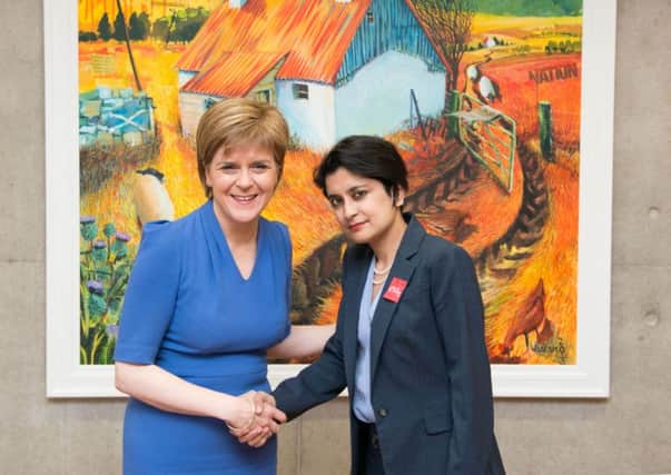 First Minister of Scotland Nicola Sturgeon and Director of Liberty Shami Chakrabart met at the Scottish Parliament. Picture: PA