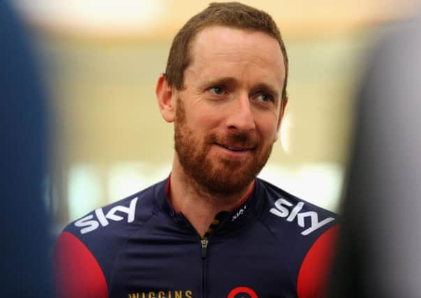 Sir Bradley Wiggins chats to the media after training at the Lee Valley Velopark ahead of his UCI Hour Record Attempt on June 2, 2015 in London, England.  Picture: Getty Images