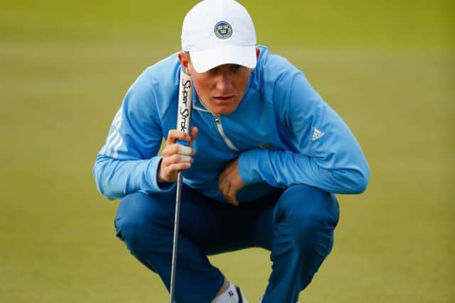 Marcus Kinhult of Sweden lines up a putt during the second round of the Nordea Masters. Picture: Getty