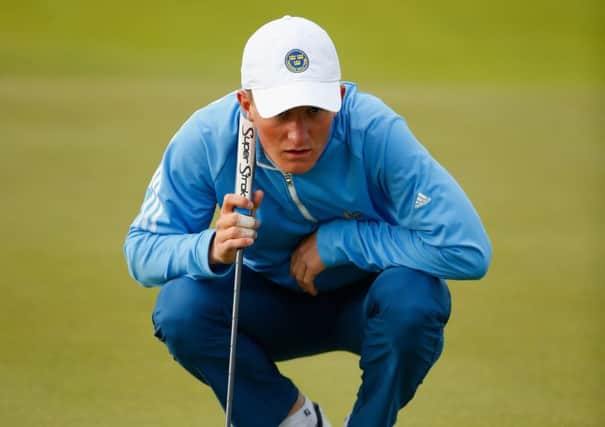 Marcus Kinhult of Sweden lines up a putt during the second round of the Nordea Masters. Picture: Getty