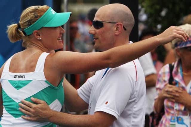 Elena Baltacha is congratulated by Nino Severino after winning her second round match against Kateryna Bondarenko of the Ukraine during day three of the 2010 Australian Open. Picture: Getty Images