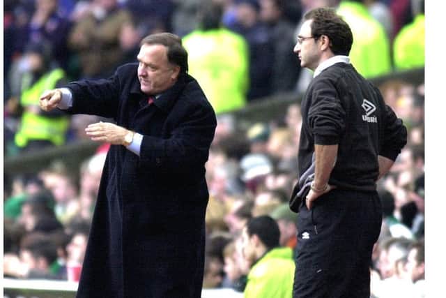 Dick Advocaat and Martin O'Neill face off during an Old Firm match in 2001. Picture: David Moir