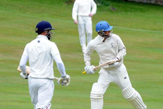 Run em up: Preston Mommsen, left, and Stevie Gilmour helped Carlton to 273 but a massive unbeaten 177 by George Munsey won it for Grange. Photograph: Lisa Ferguson