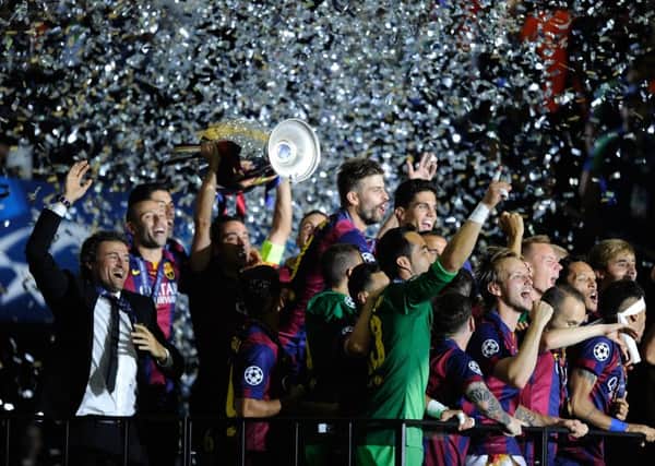 Head coach Luis Enrique celebrates after FC Barcelona win the UEFA Champions League Final match between Juventus. Picture: AP