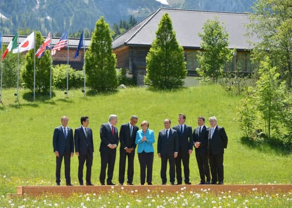 Leaders of the G7 pose at the Elmau Castle resort near Garmisch-Partenkirchen. Picture: AFP/Getty Images