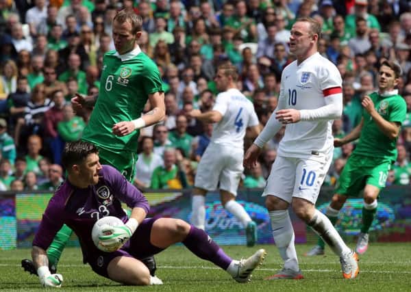 Republic of Ireland's goalkeeper Kieren Westwood claims the ball. Picture: Getty Images