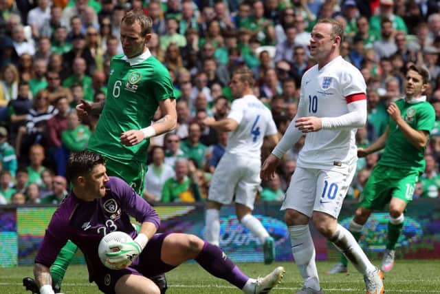 Republic of Ireland's goalkeeper Kieren Westwood claims the ball. Picture: Getty Images