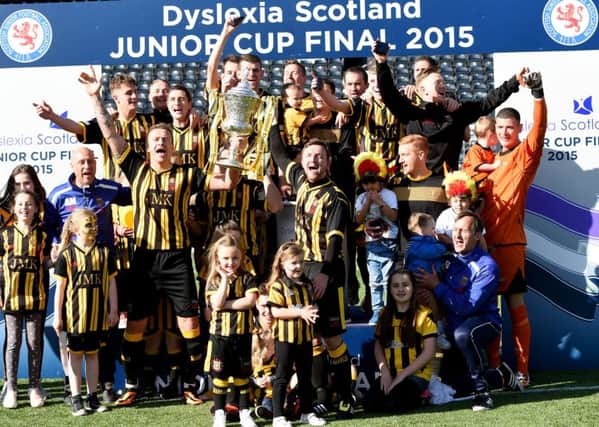 Auchinleck Talbot celebrate their win in the Dyslexia Scotland Junior Cup Final. Picture: SNS