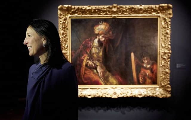 Director of the Mauritshuis museum Emilie Gordenker poses next to "Saul and David", re-attributed to Rembrandt. Picture: Getty