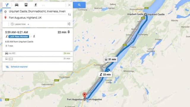 A screenshot of the Loch Ness Monster route. Picture: Google Maps