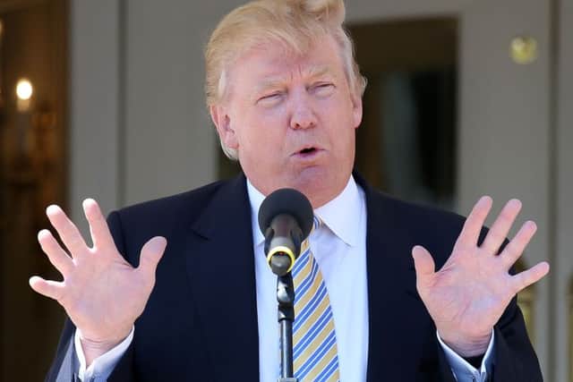 Donald Trump unveiling the multi-million pound refurbishment of the Trump Turnberry clubhouse at his golf course in south Ayrshire. Picture: PA