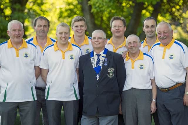 Back row left to right: Eddie Caulfield (captain), Gordon Snedden, Craig Yeaman, Simon Lamb. Front row, Alan Murphy, Jack Murphy, Gary Clelland (President) Stuart Mackay, Sam Gray. Picture: Ian Rutherford