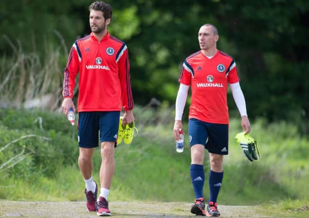 Charlie Mulgrew, left, and Scott Brown in training. Picture: SNS