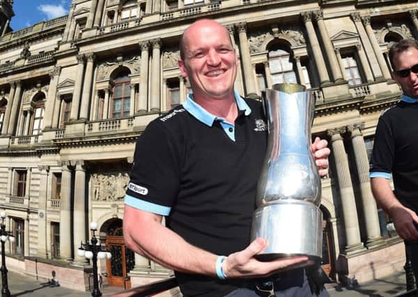 Gregor Townsend, with the Guinness Pro12 trophy, has great faith in pre-season plan. Picture: SNS