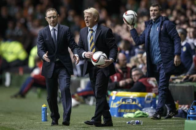 Gordon Strachan and Martin O'Neill at Celtic Park. Picture: Robert Perry
