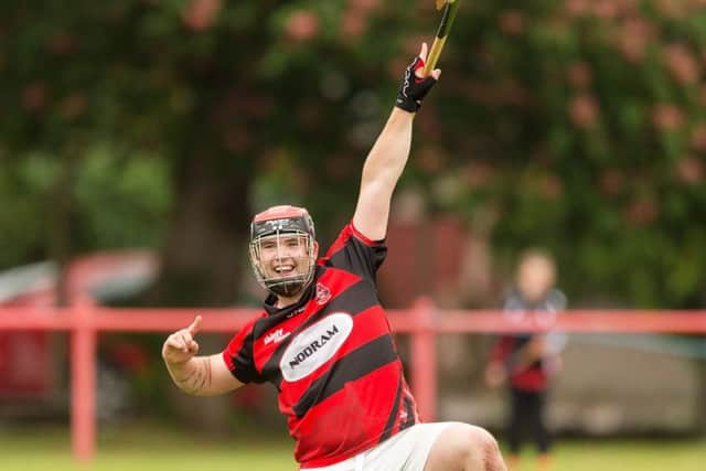 Bolted on: Neale Reid seals the victory and celebrates in style.  Picture: Neil G Paterson