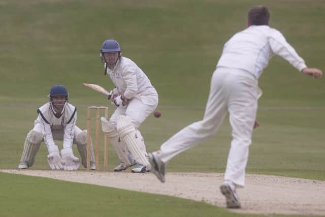 Michael Yellowlees during RH Corstorphines innings against Heriots. Picture: Toby Williams