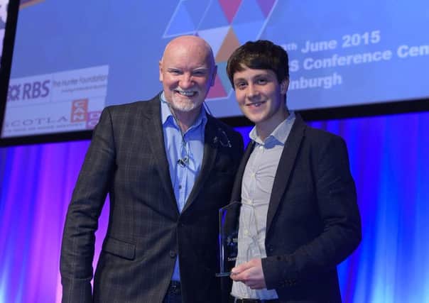Sir Tom Hunter, left, with James Brown, founder of Beer52, which picked up 45,000 at the Scottish Edge awards