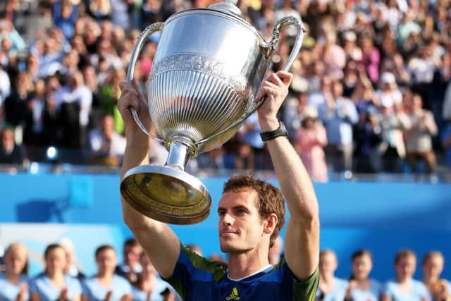 Andy Murray celebrates winning at Queens Club in 2013 when he beat Marin Cilic in the final. Picture: Getty