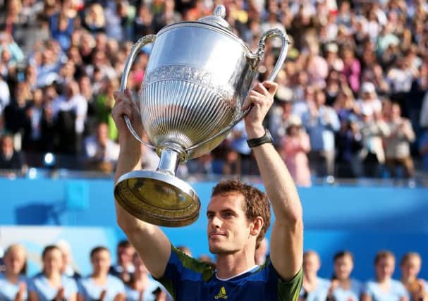 Andy Murray celebrates winning at Queens Club in 2013 when he beat Marin Cilic in the final. Picture: Getty