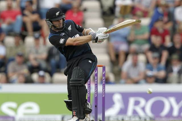 New Zealands Kane Williamson hits out on his way to a century at The Ageas Bowl. Picture: AFP/Getty