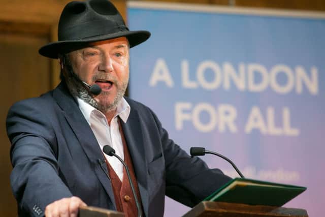 Political veteran George Galloway officially launches his campaign to become the next Mayor of London at a rally at Conway Hall, London. PRESS ASSOCIATION Photo. Picture date: Sunday June 14, 2015. The Respect Party leader, who lost his seat as Bradford West MP to Labour last month, announced his intention to run for the post at the end of May, pledging to "build a city that benefits everyone, not just those dripping in gold". See PA story POLITICS Mayor. Photo credit should read: Daniel Leal-Olivas/PA Wire