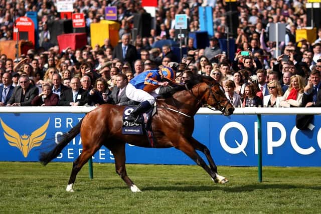 Ryan Moore steers Gleneagles to a comfortable victory in The Quipco 2,000 Guineas. Picture: Getty