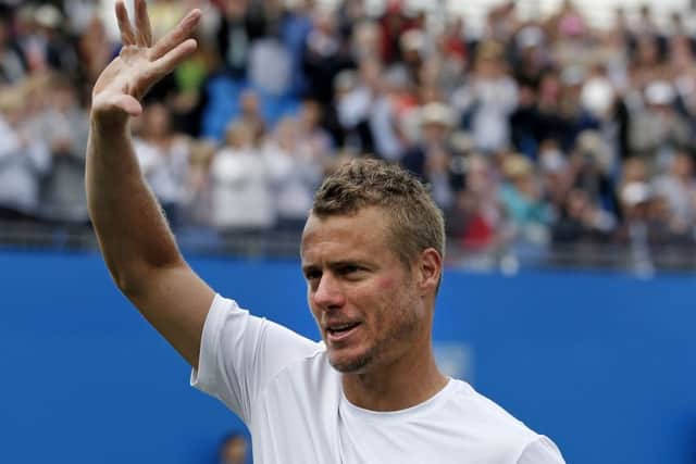 Lleyton Hewitt waves a final farewell to Queens Club. Picture: Getty