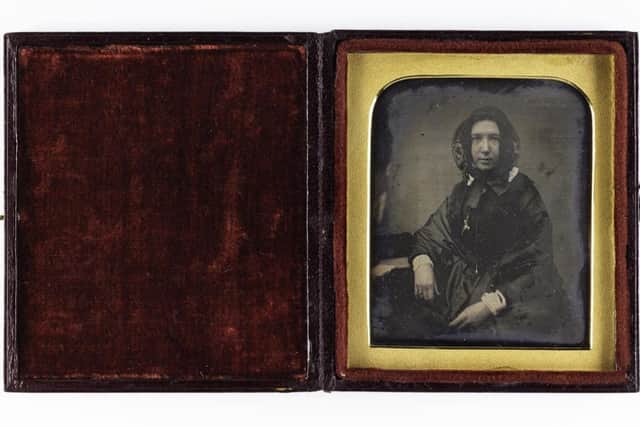 Photography: A Victorian Sensation at the National Museum of Scotland
1/6 plate daguerreotype, depicting a seated woman in a bonnet, in a case, by James Howie of Edinburgh, 12 Sept, 1848