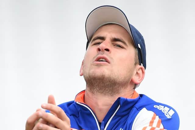 Alex Hales gets in some catching practice before todays fourth ODI in Nottingham. Picture: PA