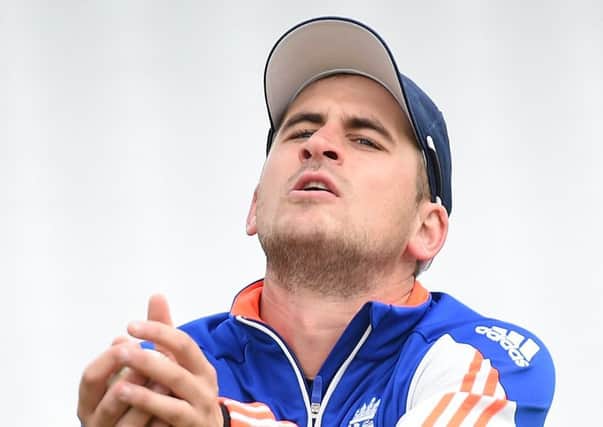 Alex Hales gets in some catching practice before todays fourth ODI in Nottingham. Picture: PA