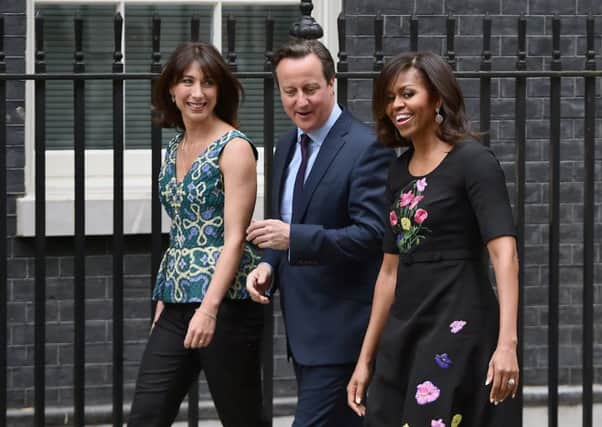 The Camerons with Michelle Obama yesterday. The US first lady is on a UK visit to promote girls education. Picture: Getty
