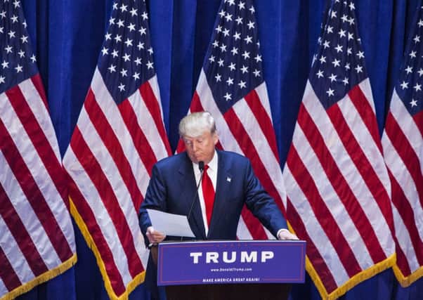 Donald Trump gives a speach as he announces his candidacy for the U.S. presidency at Trump Plaza on June 16, 2015 in New York City. Picture: Getty Images