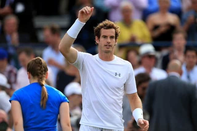 Andy Murray celebrates victory over Yen-Hsun Lu on day two at Queen's. Picture: PA