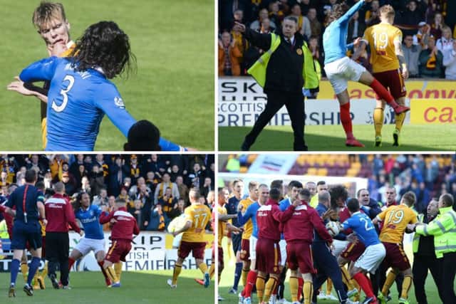 Bilel Mohsni launched an attack on Motherwell striker Lee Erwin after the final whistle at Fir Park. Pictures: SNS / PA