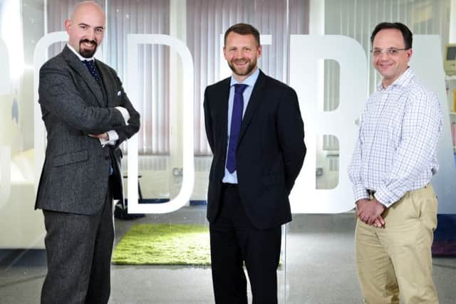 Jamie Coleman (left), Paul Reid, of Sigma Seven, and Paul Birkin (right). Picture: Colin Hattersley