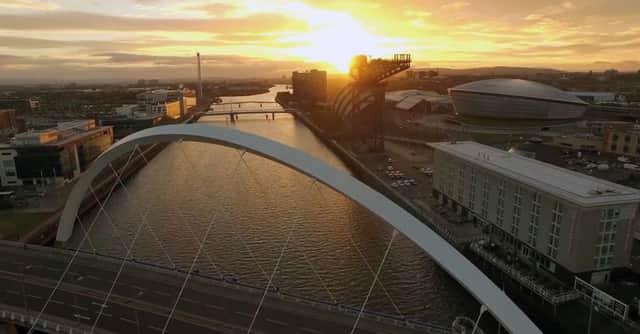 The River Clyde, Squiggly Bridge, Finnieston Crane and SSE Hydro. Picture: Contributed