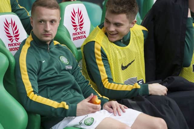 A new diet and attitude  has made Leigh Griffiths fitter and sharper. Inset, he scoffs a teacake on the bench before changing his ways. Picture: SNS