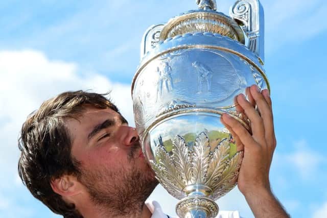 Romain Langasque savours his victory in the Amateur Championship     Pictures: Getty